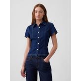 Gap Kadın Koyu Mavi Fitted Denim Gömlek - XL
