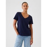 Gap Kadın Lacivert Organik Pamuk Vintage V Yaka T-Shirt - XS