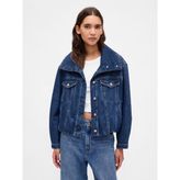 Gap Kadın Mavi Denim Oversized Bubble Ceket
