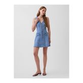 GAP Kadın Mavi Denim Seamed Zip-Front Mini Elbise