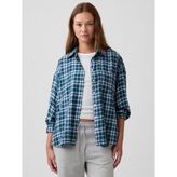 Gap Kadın Mavi Flannel Oversized Gömlek - 2XL