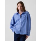 Gap Kadın Mavi Oversized Poplin Gömlek