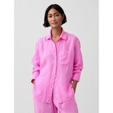 GAP Kadın Pembe 100% Keten Oversize Gömlek