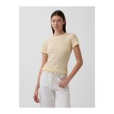 GAP Kadın Sarı Fitilli Pointelle Crewneck T-Shirt