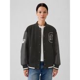 Gap Kadın Siyah Yün Varsity Logo Boyfriend Ceket - M