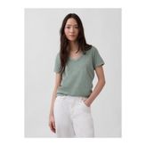 GAP Kadın Yeşil Organik Pamuk VintageSoft V-Yaka T-Shirt
