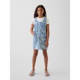 Gap Kız Çocuk Mavi Floral Denim Salopet - XL