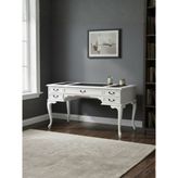 Gazzini Furniture Realm Fransız Retro Deri Ahşap Çalışma Masası 75X140 - 140x75 - Beyaz - Siyah