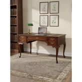 Gazzini Furniture Realm Fransız Retro Deri Ahşap Çalışma Masası 75X140 - 140x75 - Ceviz