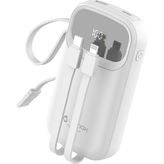 Genax iPhone 11 / 13 Mini / 14 / 15 Pro Max / 16 Uyumlu 13.000 Mah 45W LED Ekranlı Kablolu Powerbank - Beyaz
