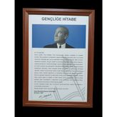 Gençliğe Hitabe Portresi Mdf Çerçeveli Portre Tablo Köşe 35X50CM