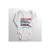 Genel Dünyanın En Güzel Sabırlı Mükemmel Babası Yazılı Baskılı Beyaz Bebek Zıbını