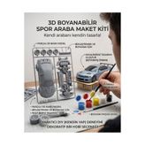 Genel Markalar 3D Boyanabilir Spor Araba Maket Kiti | Kendin Yap DIY Hobi Seti | Montaj ve Boyama Seti | Hediye