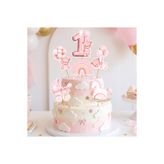 Genel Markalar Boho 1 Yaş Kız Bebek Pasta Süsü Seti – Pembe Ayıcık Gökkuşağı Atlı Karınca Cake Topper