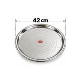 Genel Markalar Paslanmaz Çelik Sini no.7 42 cm – Yuvarlak Desenli Çelik Servis Tepsisi