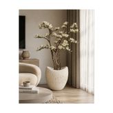 Genel Markalar SOLİS HOME Asimetrik Amorf Dinazor Yumurtası Fiber Saksı - Artizan Beton Dokulu Bej Krem Modern Tasarım Saksı