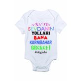 Genel Sana Sevdanın Yolları Baskılı Beyaz Bebek Zıbın