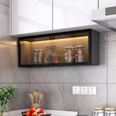 Generisch Duvara monte S vitrin dolabı, kapaklı ve LED aydınlatmalı, yerden tasarruf sağlar, mutfak, banyo ve yemek odası için, delmeden kolay montaj, fonksiyonel, gri – 80 x 19 x 30 cm