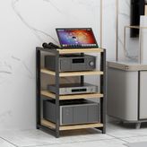 Generisch Yüksekliği ayarlanabilir AV ortam standı, 4 katlı ceviz ağacı raf, pikap ve stereo sistemi için, ahşap dolap, HiFi raf, ev sineması kürkü