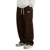 GENIUS Erkek Pantolon Fitilli Kadife Bol Paça Oversize Pantolon (Düz, Standart)