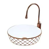 Geometrik Beyaz Bronz Çanak Lavabo