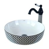 Geometrik Siyah Beyaz Tezgah Üstü Çanak Lavabo