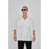 Gerzon Keten Gömlek Oversize - 00A-Beyaz - L - XL