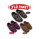 GEZER 3'lü Paket Kışlık Kadın Ev Misafir Çeyiz Bohça Terliği