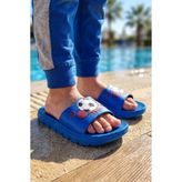 Gezer Erkek Çocuk Yazlık Pu Islak Zemine Uygun Ev Bahçe Banyo Havuz Terlik - Saks Mavi