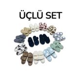 GEZER Kadın Ev Terlik ( 3lü SET ) Halı Terliği Zenne Kadın Terlik
