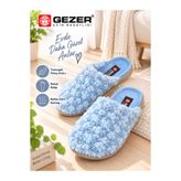GEZER Kadın Kışlık Ev Terliği Krem Açık Mavi Peluş Dokulu Yumuşak Rahat Taban Kapalı Burun Terlik