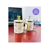 Gift Moda Figürlü Ve Mermer Desenli Seramik Kupa