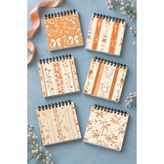 giftkonsept Turuncu Kurdele ve Çiçek Desenli Mini Not Defteri Seti