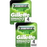 Gillette Mach 3 Sensitive 2x4 Adet Yedek Tıraş Bıçağı