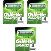Gillette Mach 3 Sensitive 3x4 Adet Yedek Tıraş Bıçağı