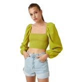 Gipe Detaylı Crop Bluz Modal