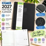 Gıpta 20X28 222-SEK Ajanda Siyah 2027