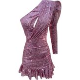 Gira Payetli Tek Omuz Elbise - 38 - 01P-Pembe