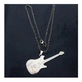 Gitar Kolye GÜMÜŞ & Deri Zincir