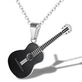 Gitar Kolye Paslanmaz Çelik 316L Black Unisex