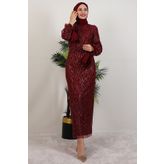 GİYZAMİLA Dicle Tesettür Elbise Bordo