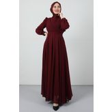 giz astore Önü Çapraz Şifon Elbise Bordo