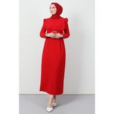 Giza Store Tüy Detay Tesettür Elbise Kırmızı - 38