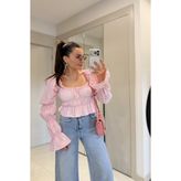 Gizem Ecemiş Brice Pembe Balon Kol Bluz