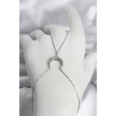 Gizmurstore Pirinç Gümüş Renk Hilal Model Zirkon Taşlı Kadın Şahmeran 5886 - MZUIRG7390-4704