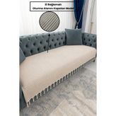 Gizo Home BRK | Pamuklu El Bağlamalı Kaymaz Bohem Oturma Alanını Kapatan Yıkanabilir Koltuk Örtüsü Tekli&İkili&Üçlü 115x210 Modern Çekyat Örtüsü, Berjer Örtüsü, Koltuk Şalı BEJ