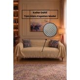 Gizo Home SNN | Saçaklı Pamuklu Kol Kapatan Bohem Koltuk Örtüsü Yıkanabilir Koltuk Şalı 180x315 Modern Çekyat Örtüsü, Divan Örtüsü BEJ