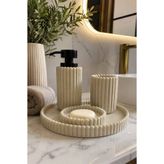 GLAMZE Polyresin Krem 4 parça Sabunluk Seti