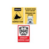 glassify 3’lü Dekoratif Köpek Var! Uyarı Levhası Seti 25 x 35