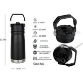Globox Çelik Termos 500 ml - Siyah - 0,50 lt